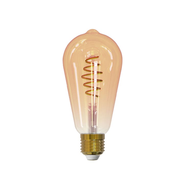 Airam Älykäs Koti Filamentti LED-Edison valonlähde, meripihka, st64, spiraali e27, 6w Airam