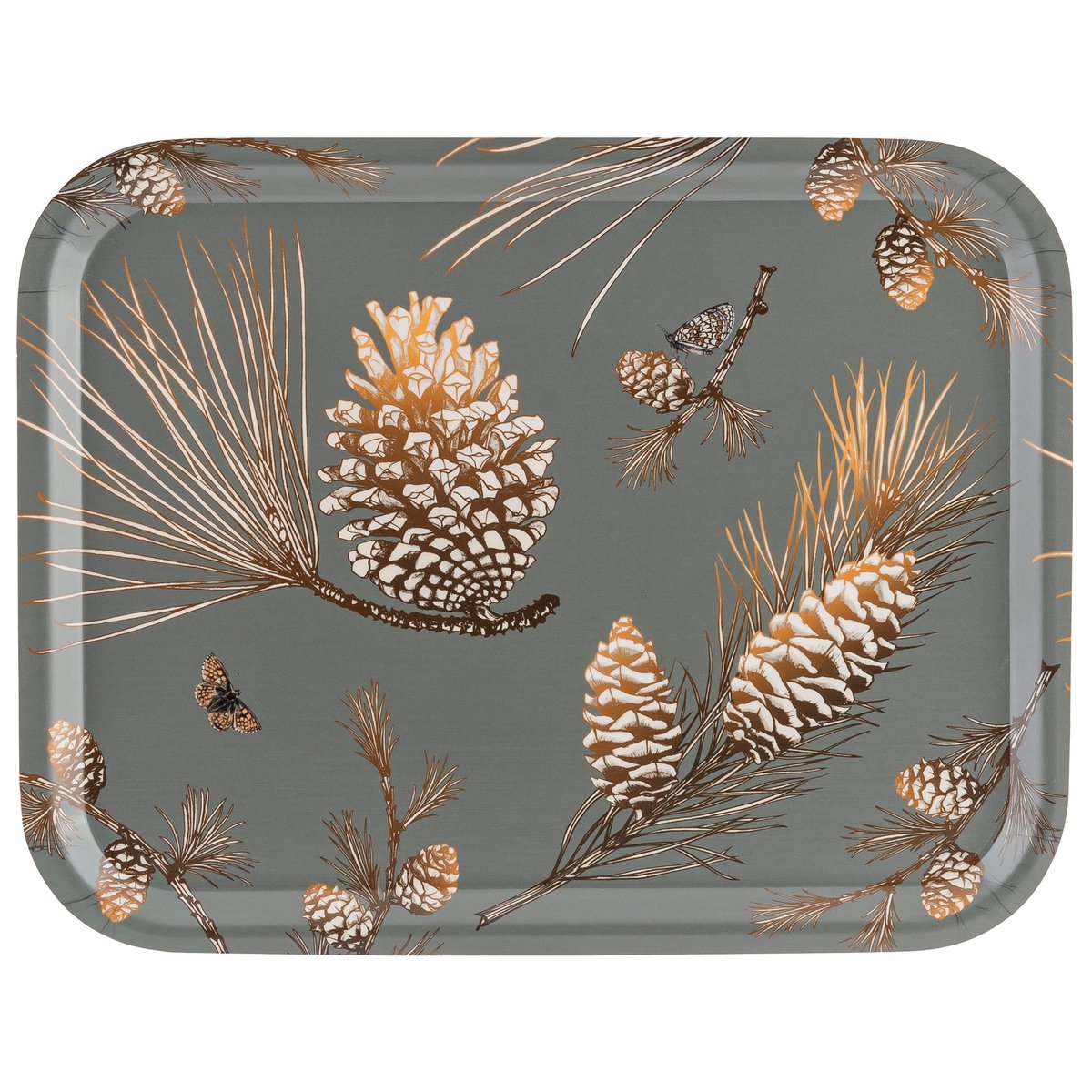 Åry Home Pine Cone -tarjotin 28×36 cm Moss grey