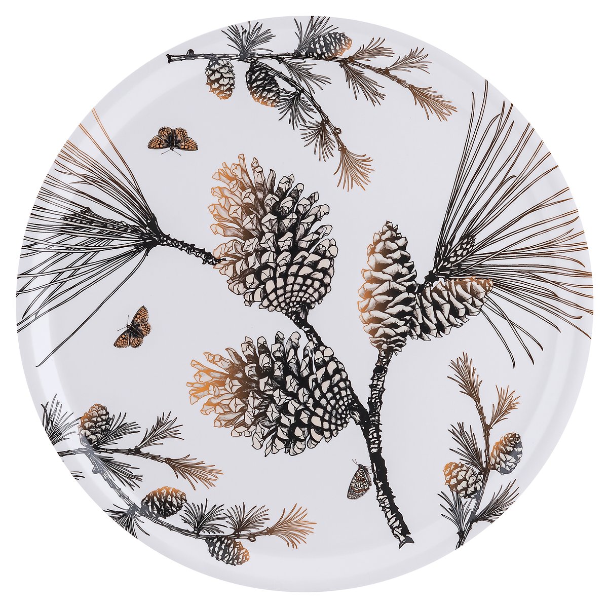 Åry Home Pine Cone -tarjotin Ø 38 cm Cotton white