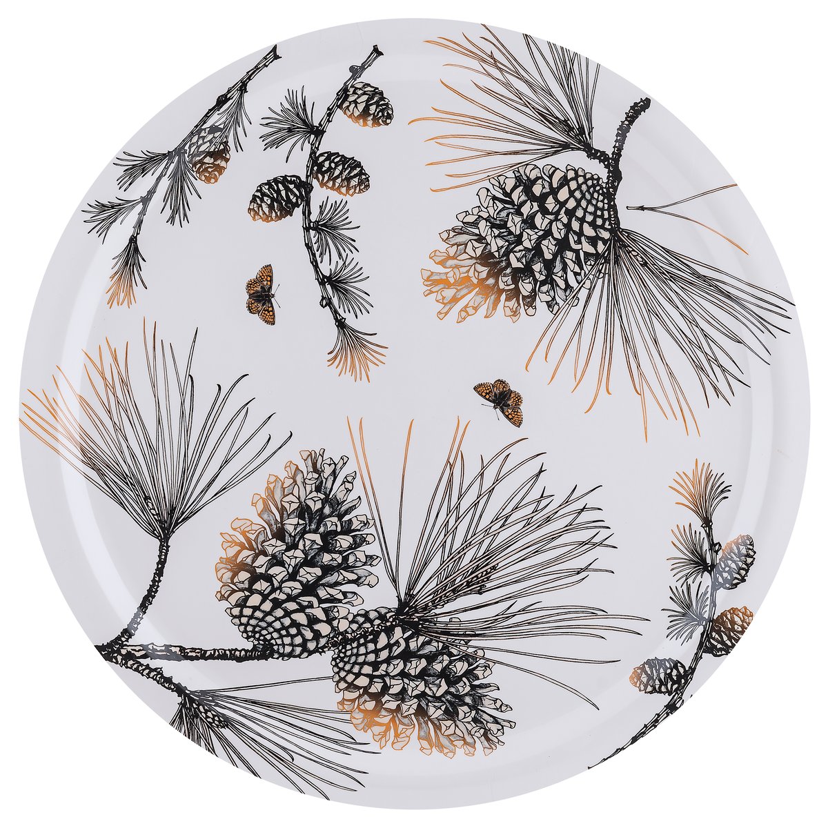 Åry Home Pine Cone -tarjotin Ø 49 cm Cotton white