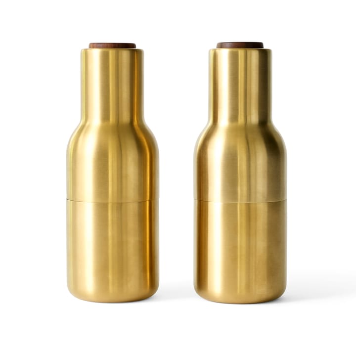 Bottle Grinder -maustemylly metalli, 2-pakkaus, Brushed brass (saksanpähkinäkansi) Audo Copenhagen