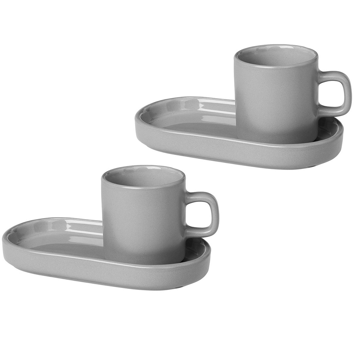 blomus Pilar-espressokuppi ja lautanen 2-pack Mirage grey