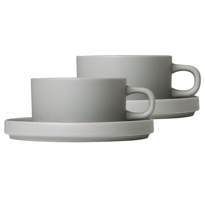 Pilar-muki ja lautanen, 2-pack - Mirage grey - Blomus