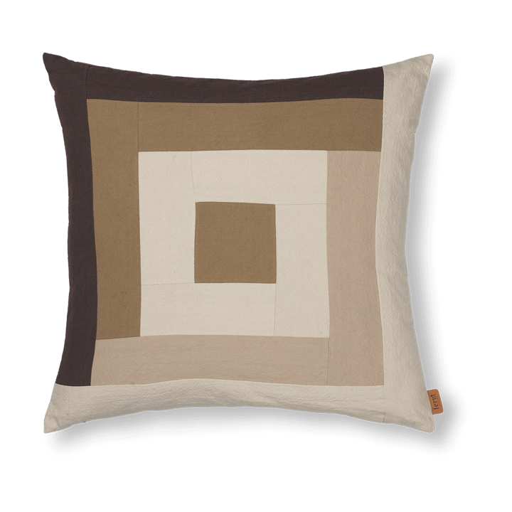 Border patchwork tyynynpäällinen 50x50 cm, Coffee-dark sand ferm LIVING