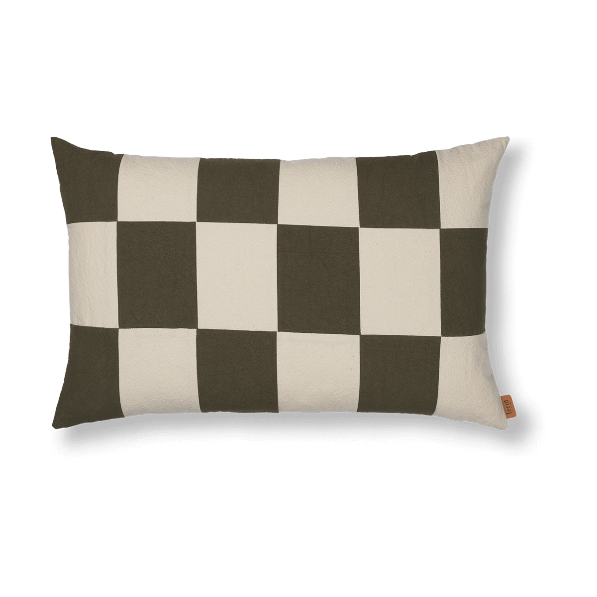 ferm LIVING Fold patchwork tyynynpäällinen 40×60 cm Dark Olive -undyed