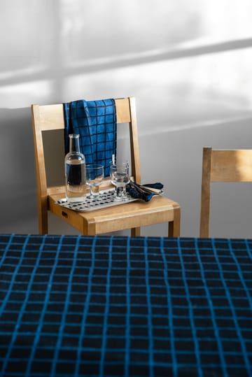 Rutig jacquard-kudottu keittiöpyyhe 47x70 cm - Blue-black - Fine Little Day