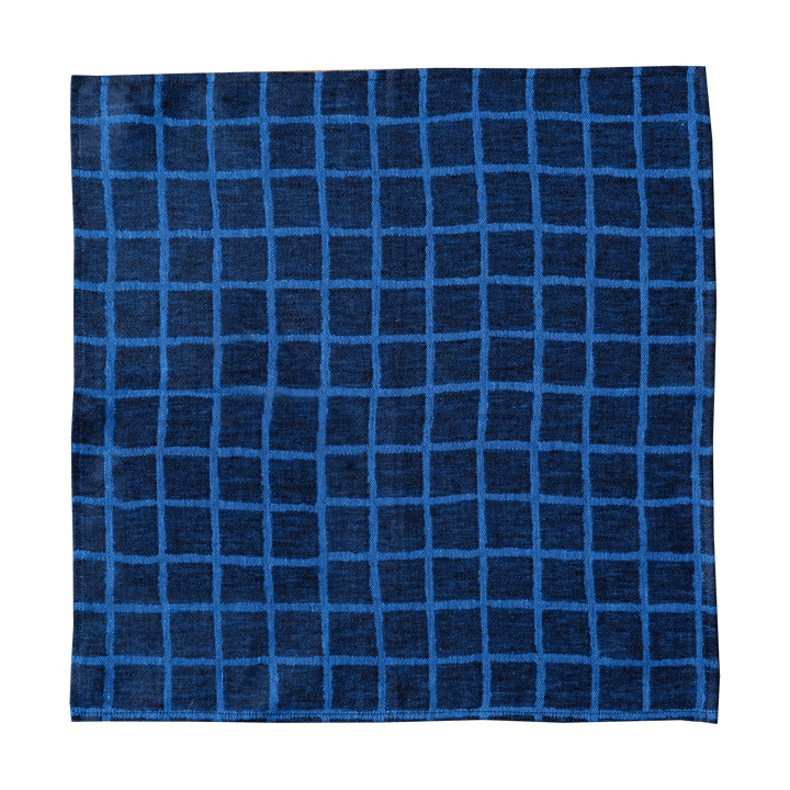 Rutig jacquard-kudottu lautasliina 2-pakkaus, Blue-black Fine Little Day