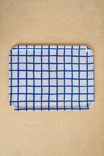 Ruudullinen tarjotin 33x43 cm. - Blue - Fine Little Day