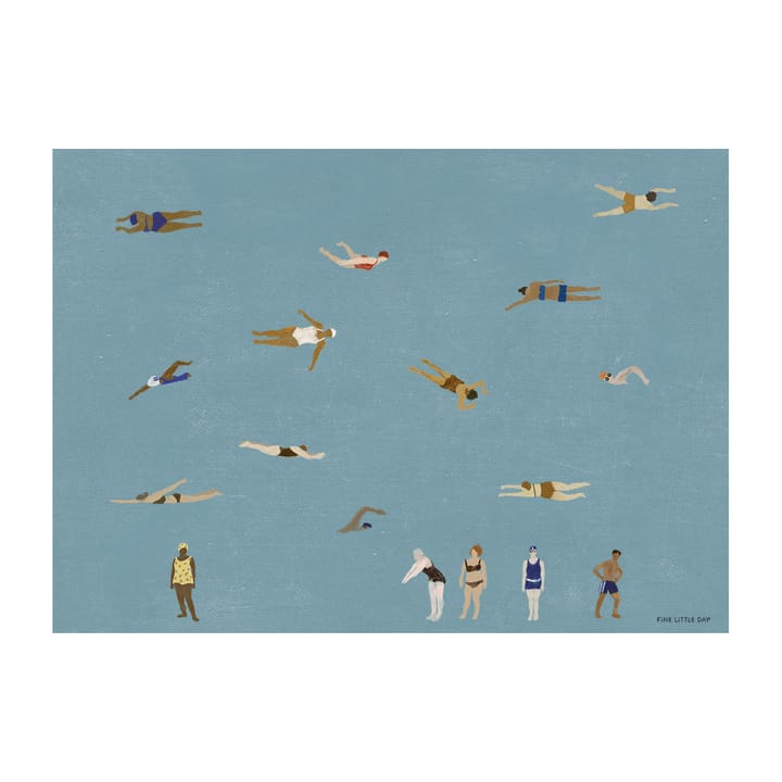 Swimmers juliste - Blue, 50x70 cm - Fine Little Day