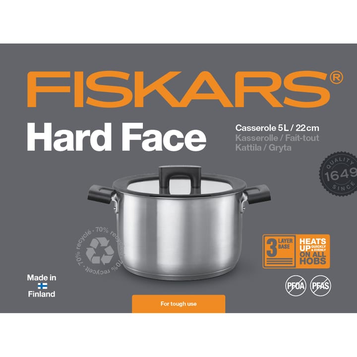 Hard Face Steel kannellinen pata, 5 L Fiskars