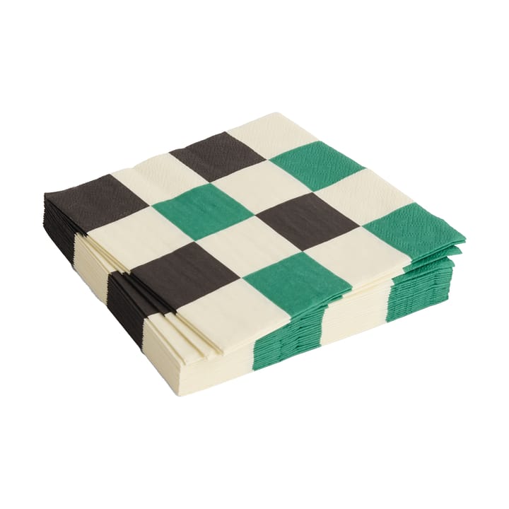 Pattern Lunch Check servietti 33x33 cm 20-pakkaus, Off white-green-black M HAY