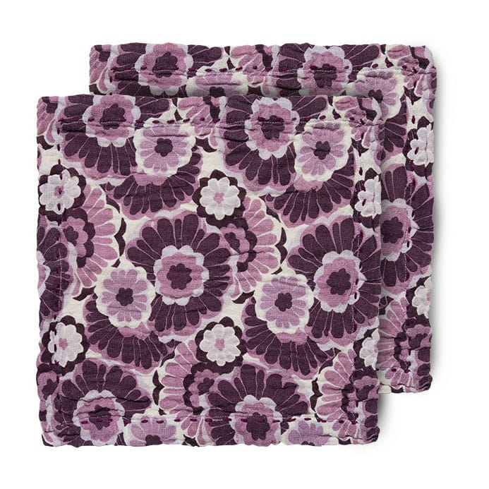 Floral puuvillainen lautasliina 30 x 30 cm 2-pakkaus - Burgundy - HKliving