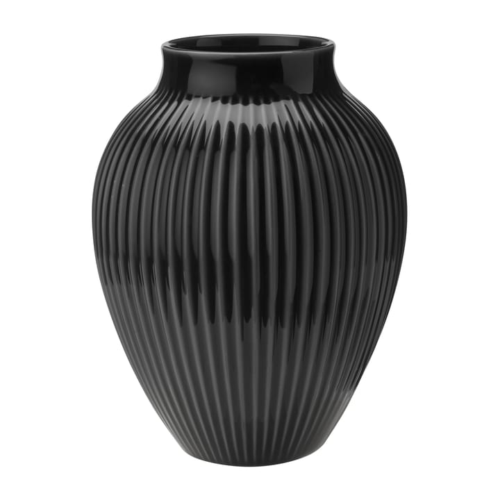 Knabstrup maljakko uritettu 20 cm, Musta Knabstrup Keramik