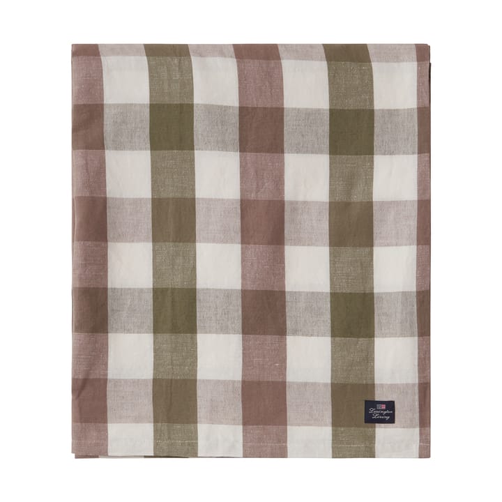 Checked Cotton Linen -pöytäliina 150 x 350 cm - Olive - Lexington