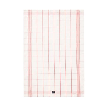 Checked Linen/Cotton keittiöpyyhe 50x70 cm - White-red - Lexington