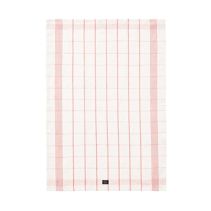 Checked Linen/Cotton keittiöpyyhe 50x70 cm, White-red Lexington