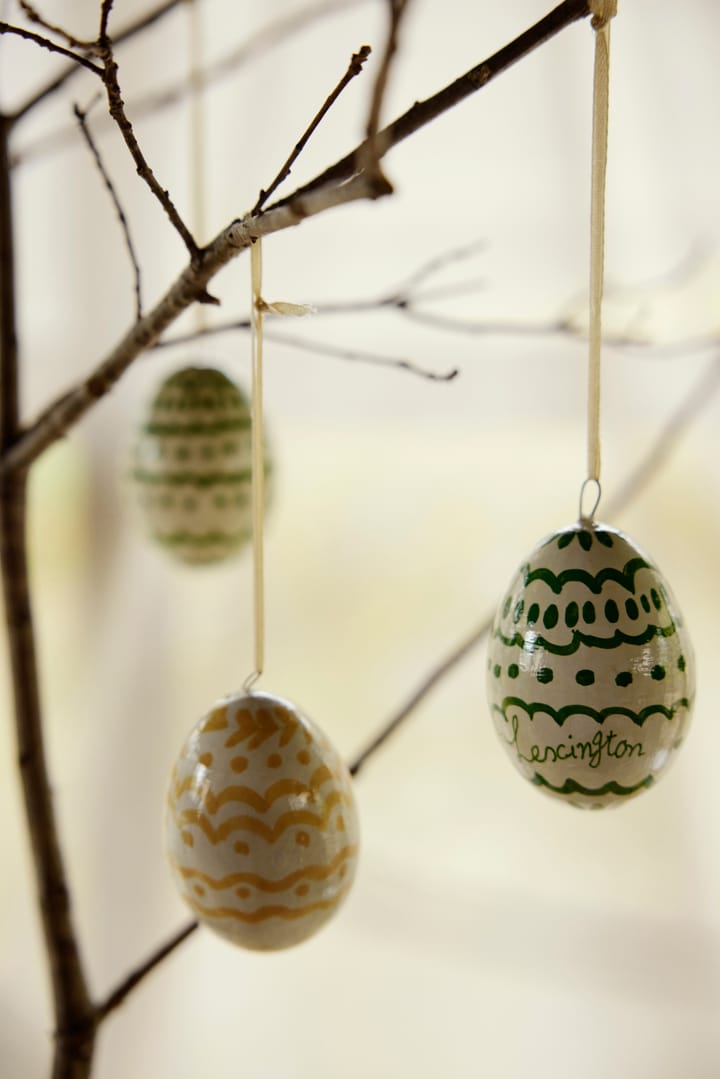 Easter Eggs in Papier Maché pääsiäiskoriste 2 kpl, Green-yellow Lexington