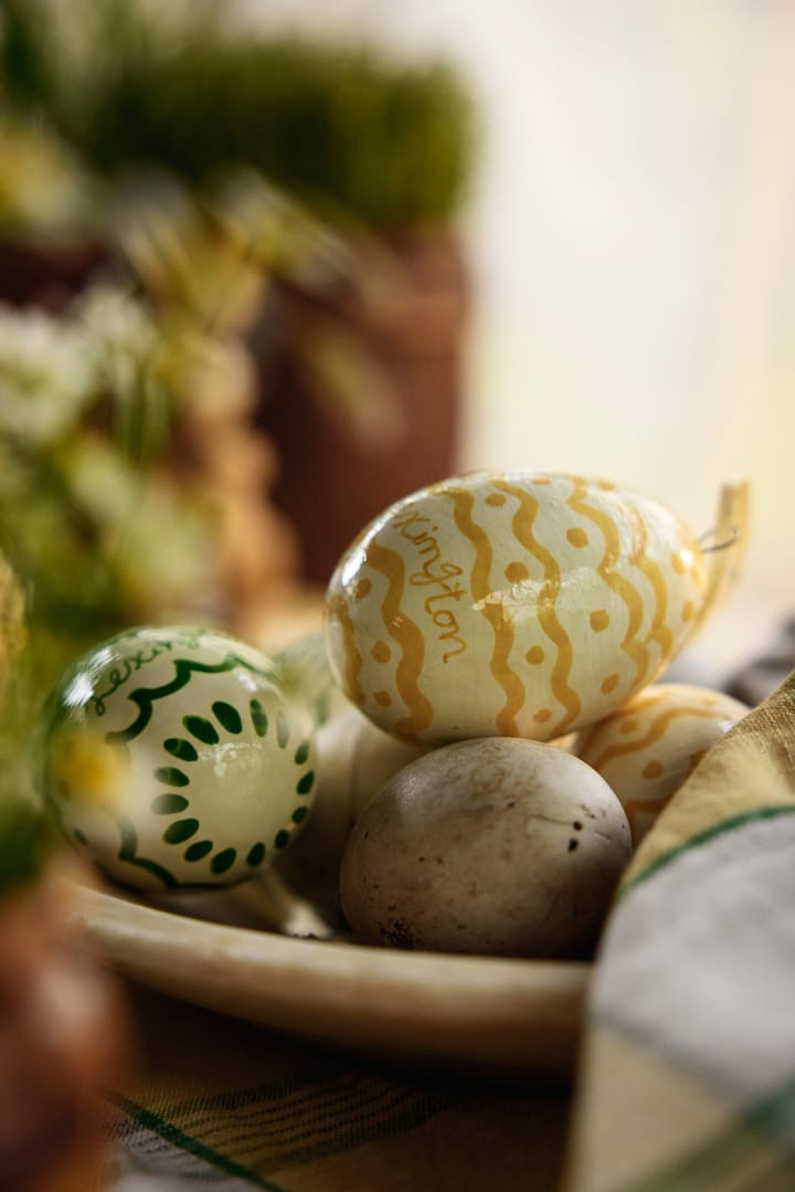 Easter Eggs in Papier Maché pääsiäiskoriste 2 kpl, Green-yellow Lexington