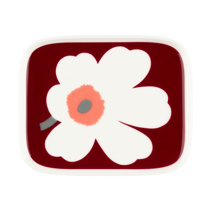 Juhla Unikko lautanen 12x15 cm, White-dark cherry-ash grey Marimekko