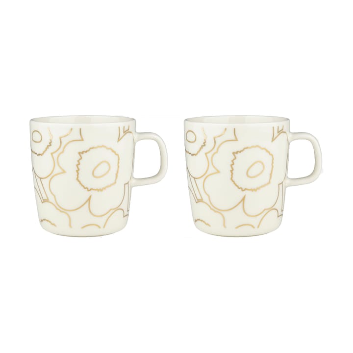 Piirto Unikko muki 4 dl 2 kpl - White-gold - Marimekko