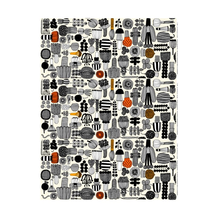 Puutarhurin parhaat vahakangas - White-black-orange - Marimekko