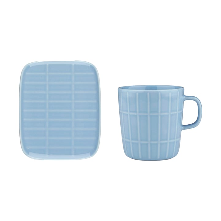 Tiiliskivi muki 40 cl + lautanen 12x15 cm - Light blue - Marimekko