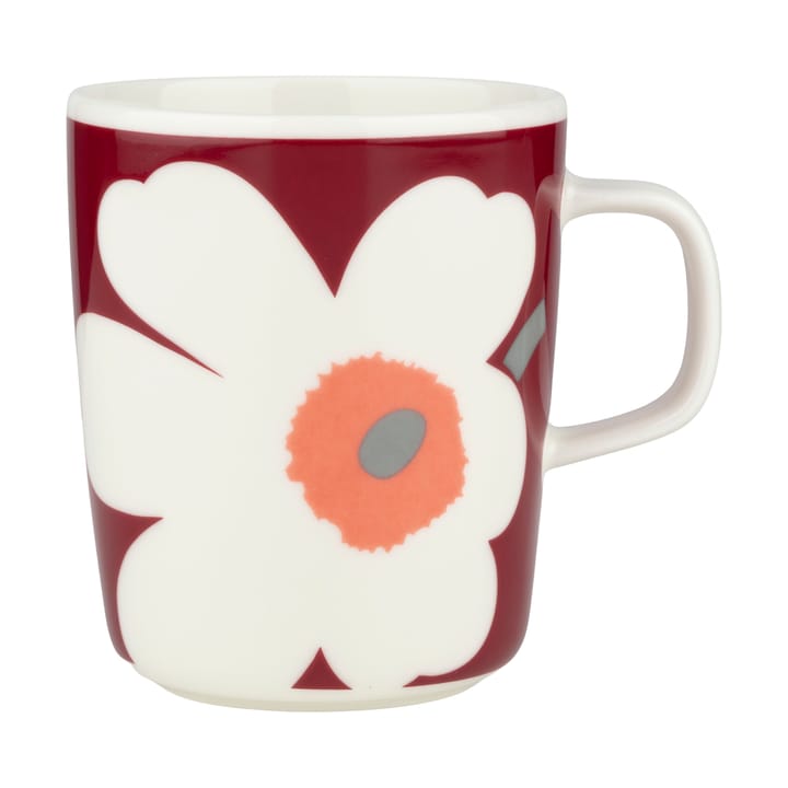 Unikko 60-vuotisjuhlapainos muki 25 cl - White-dark cherry-ash grey - Marimekko