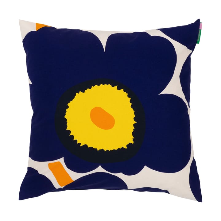 Unikko 60-vuotisjuhlavuoden tyynynpäällinen 50x50 cm, Sininen-keltainen-oranssi Marimekko