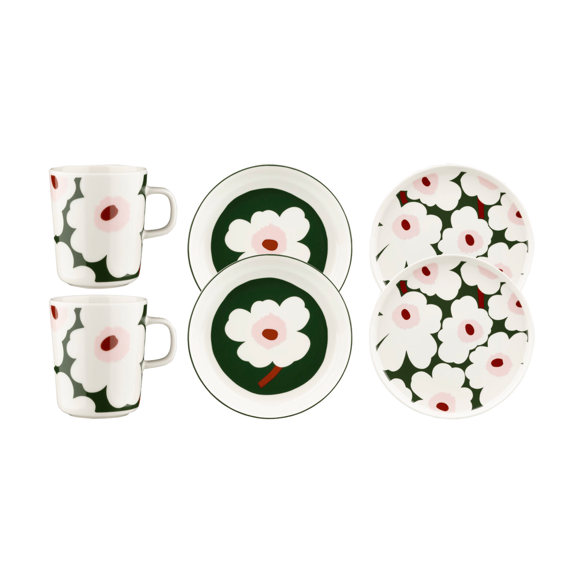 Marimekko Unikko illallissetti 6 osaa Vihreä