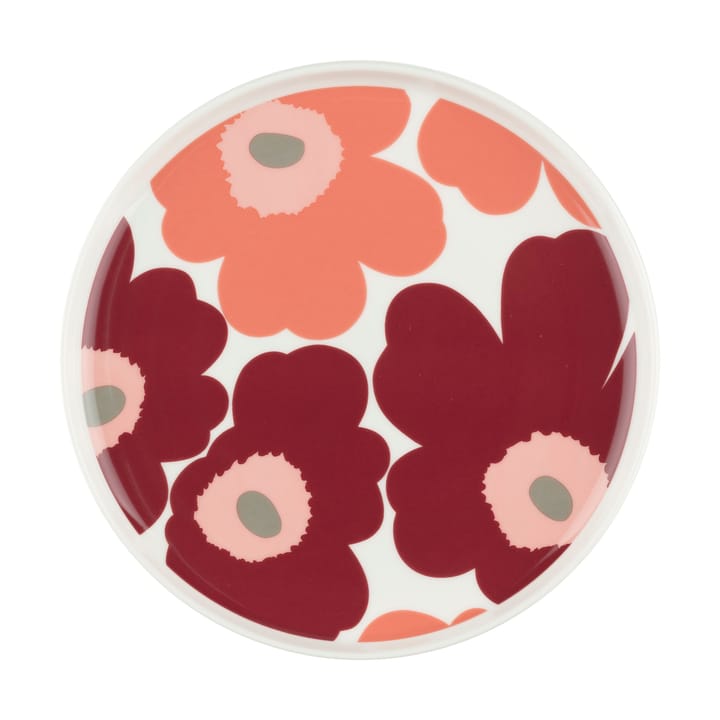 Unikko lautanen Ø 20 cm, White-dark cherry-salmon red Marimekko