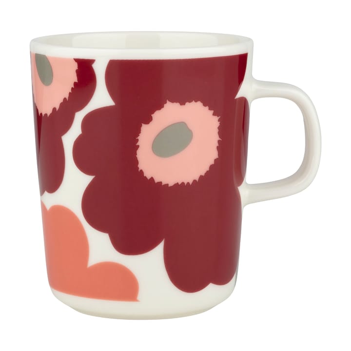 Unikko muki 25 cl, White-dark cherry-salmon red Marimekko