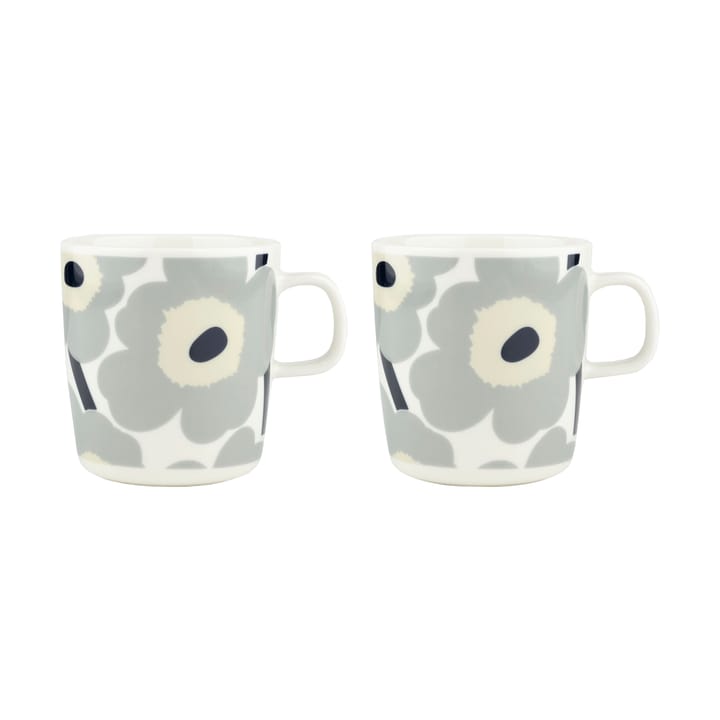 Unikko muki 40 cl 2-pakkaus - White-light grey-sand-dark blue - Marimekko