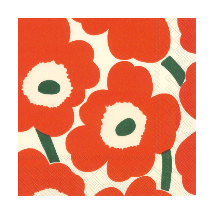 Marimekko Unikko servetti 33×33 cm 20 kpl Orange/Green