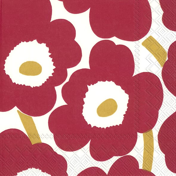 Unikko servetti 33x33 cm 20 kpl - Red-Gold - Marimekko