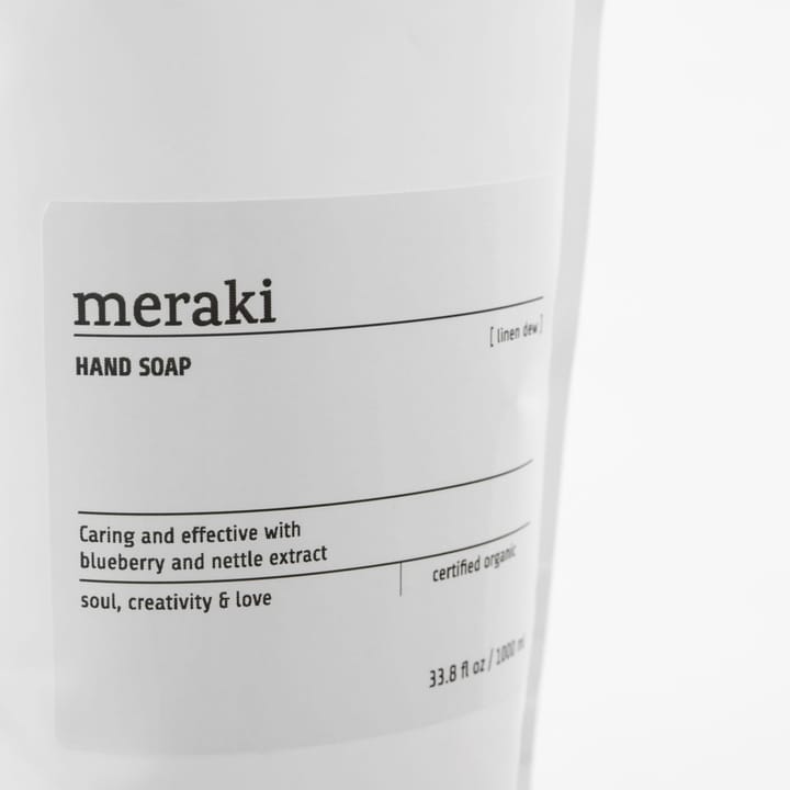 Meraki käsisaippua täyttöpakkaus 1000 ml, Pellavan kaste Meraki