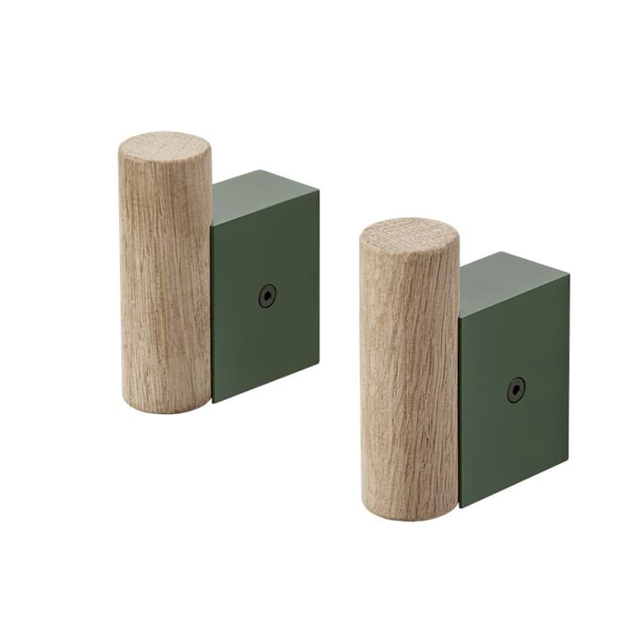 Attach vaateripustin 2-pakkaus, Oak-Dark green Muuto