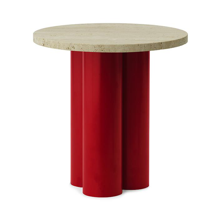 Normann Copenhagen Dit sivupöytä Ø40 cm Travertine Light-bright red