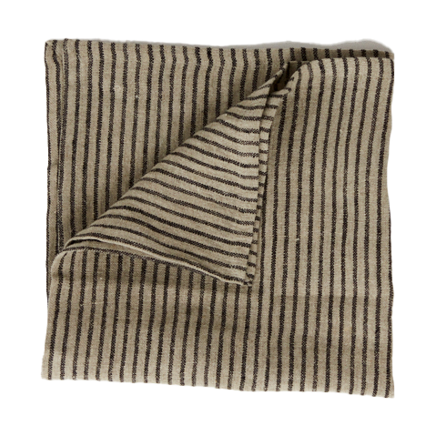 Olsson & Jensen Stripe pellavaservetti 45×45 cm Musta-hiekka