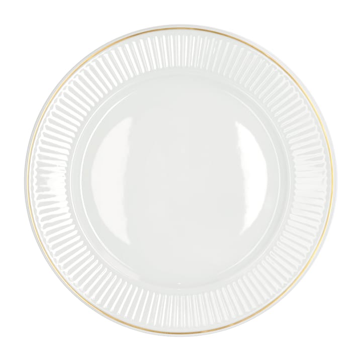 Plissé syvä lautanen kultareunuksella Ø 22 cm, Valkoinen Pillivuyt