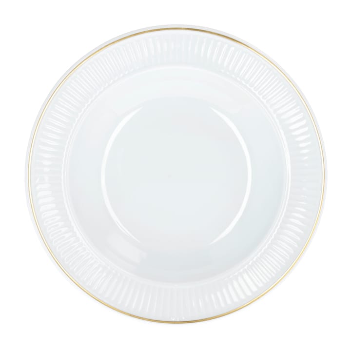 Plissé syvä lautanen kultareunuksella Ø 22 cm, Valkoinen Pillivuyt