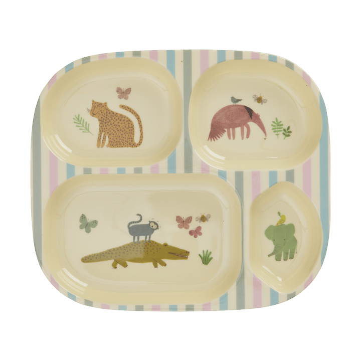 Rice lasten lautanen melamiini 4 lokeroa - Sweet Jungle Print - RICE