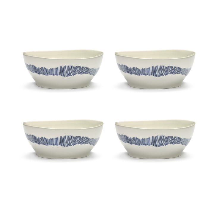 Ottolenghi Feast kulho L Ø17 cm 4-pakkaus, White-stripes blue Serax