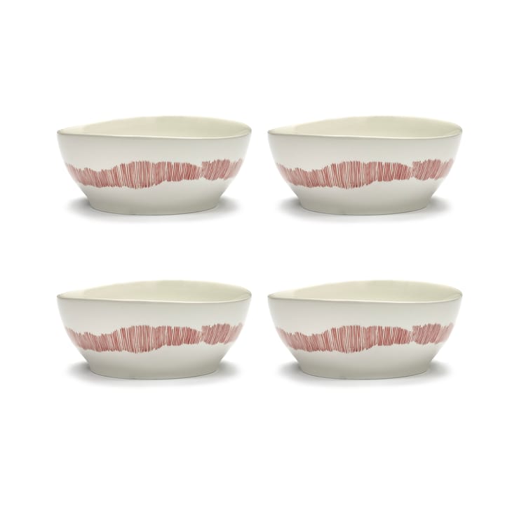 Ottolenghi Feast kulho L Ø17 cm 4-pakkaus - White stripes-red - Serax