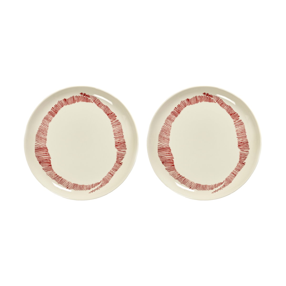 Serax Ottolenghi Feast lautanen M Ø22,5 cm 2-pakkaus White stripes-red