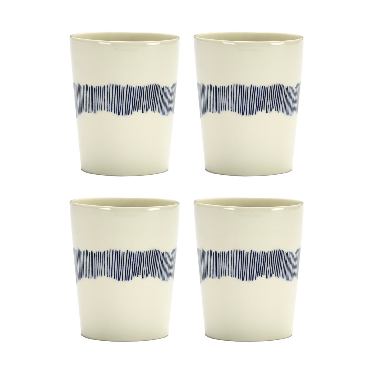 Serax Ottolenghi Feast teekuppi 33 cl 4-pakkaus White stripes-blue