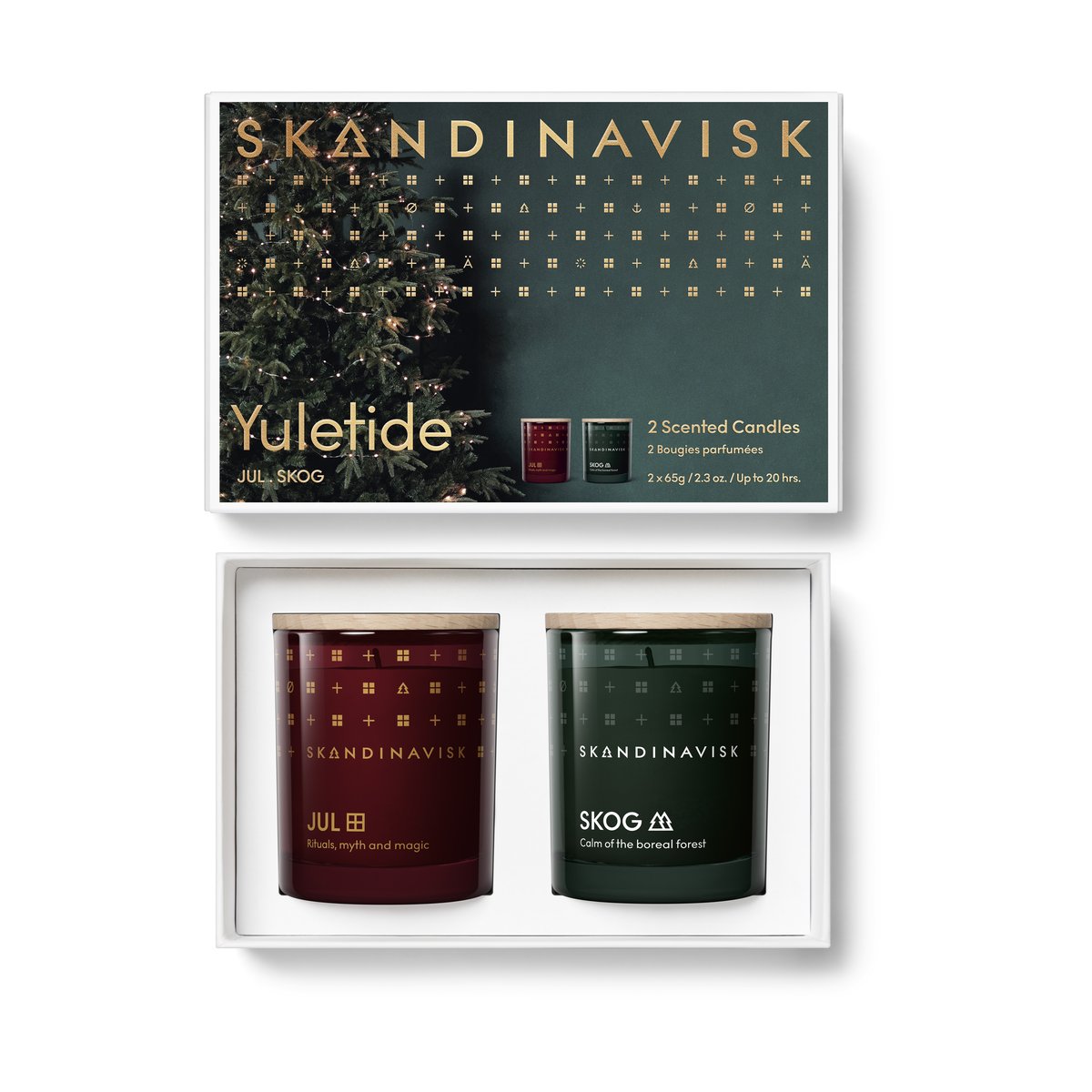 Skandinavisk Yuletide-tuoksukynttilälahjasetti, 2 osaa 65 g