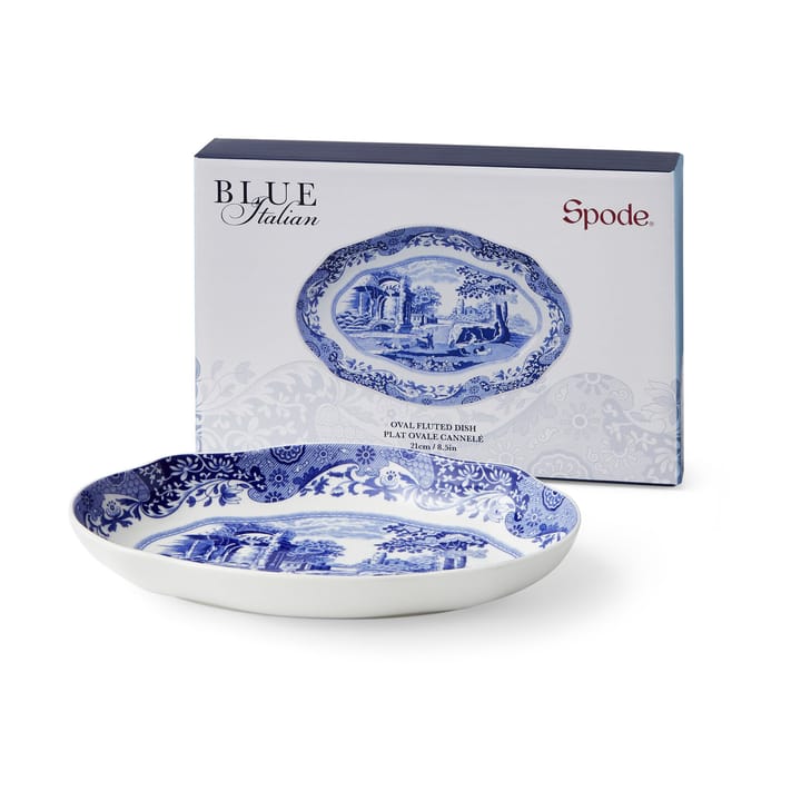 Sininen italialainen rasva ovaali 14x21 cm - Sinivalkoinen - Spode