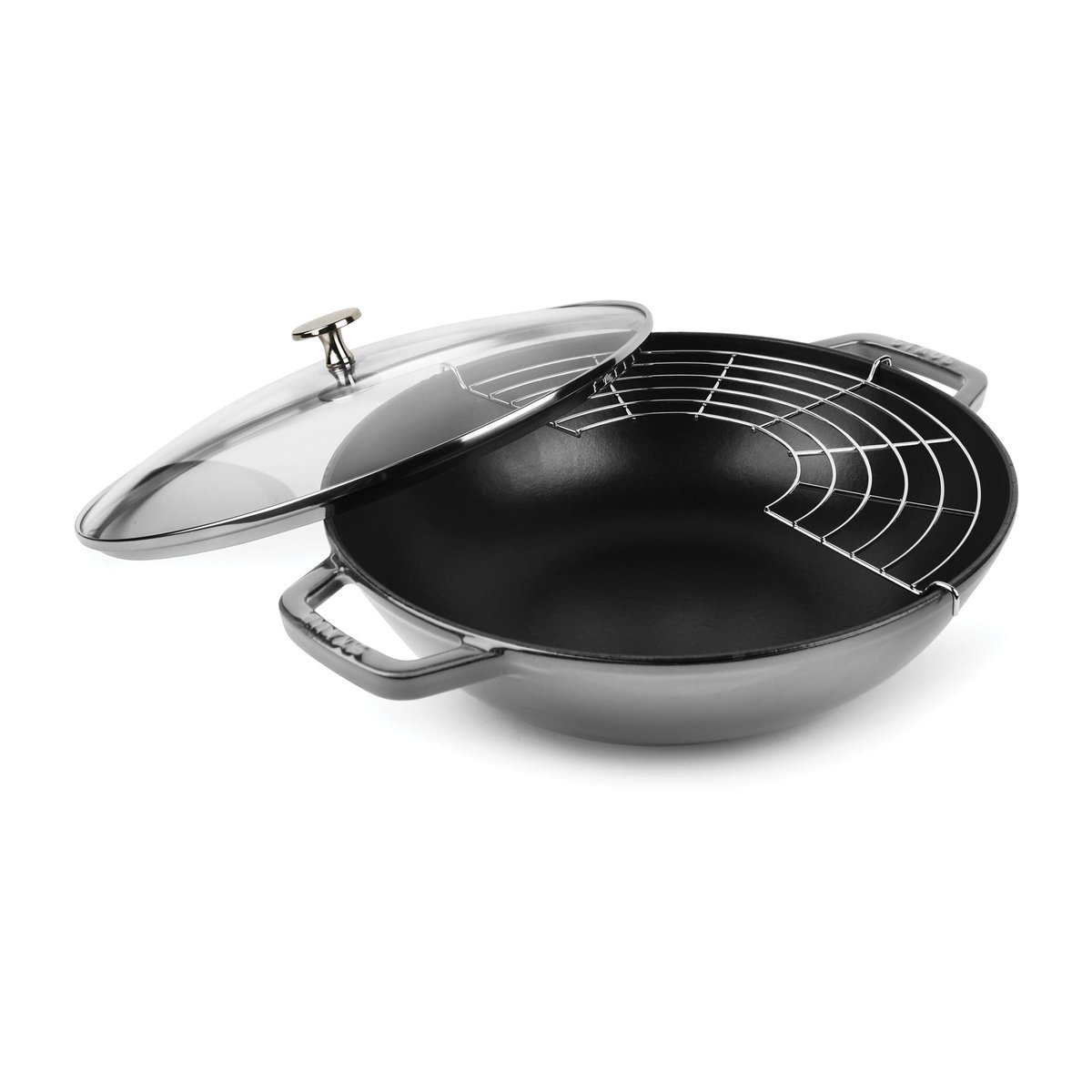 STAUB Wokkipannu lasikannella Ø30 cm 4,4 L Harmaa