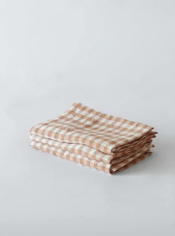 Gingham-ruudullinen pellavalautasliina 45 x 45 cm - Biscuit - Tell Me More