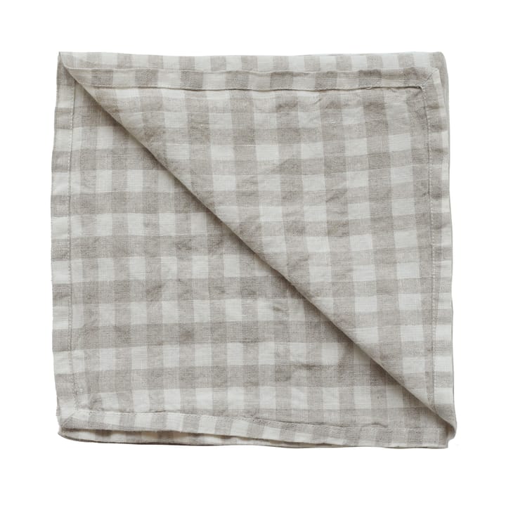 Gingham-ruudullinen pellavalautasliina 45 x 45 cm - Natural - Tell Me More